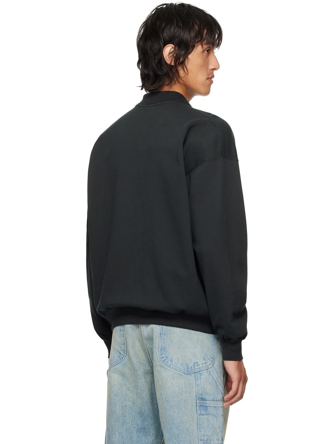 AURALEE Black Pima Light Sweat Polo | REVERSIBLE AURALEE Black Pima Light Sweat Polo | REVERSIBLE