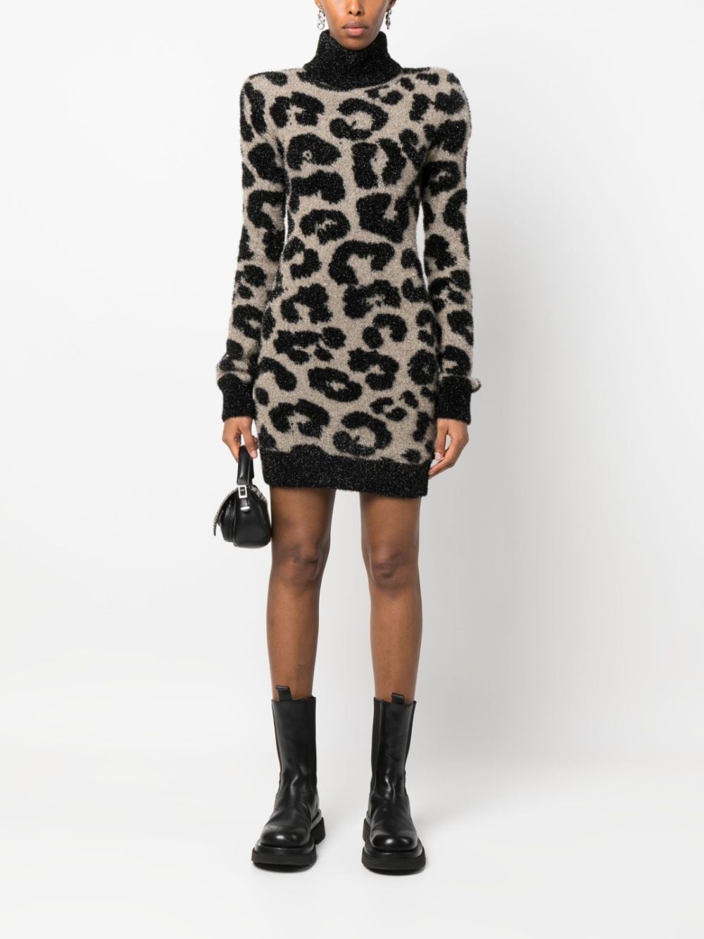 shoulder-pads leopard-print dress - 2