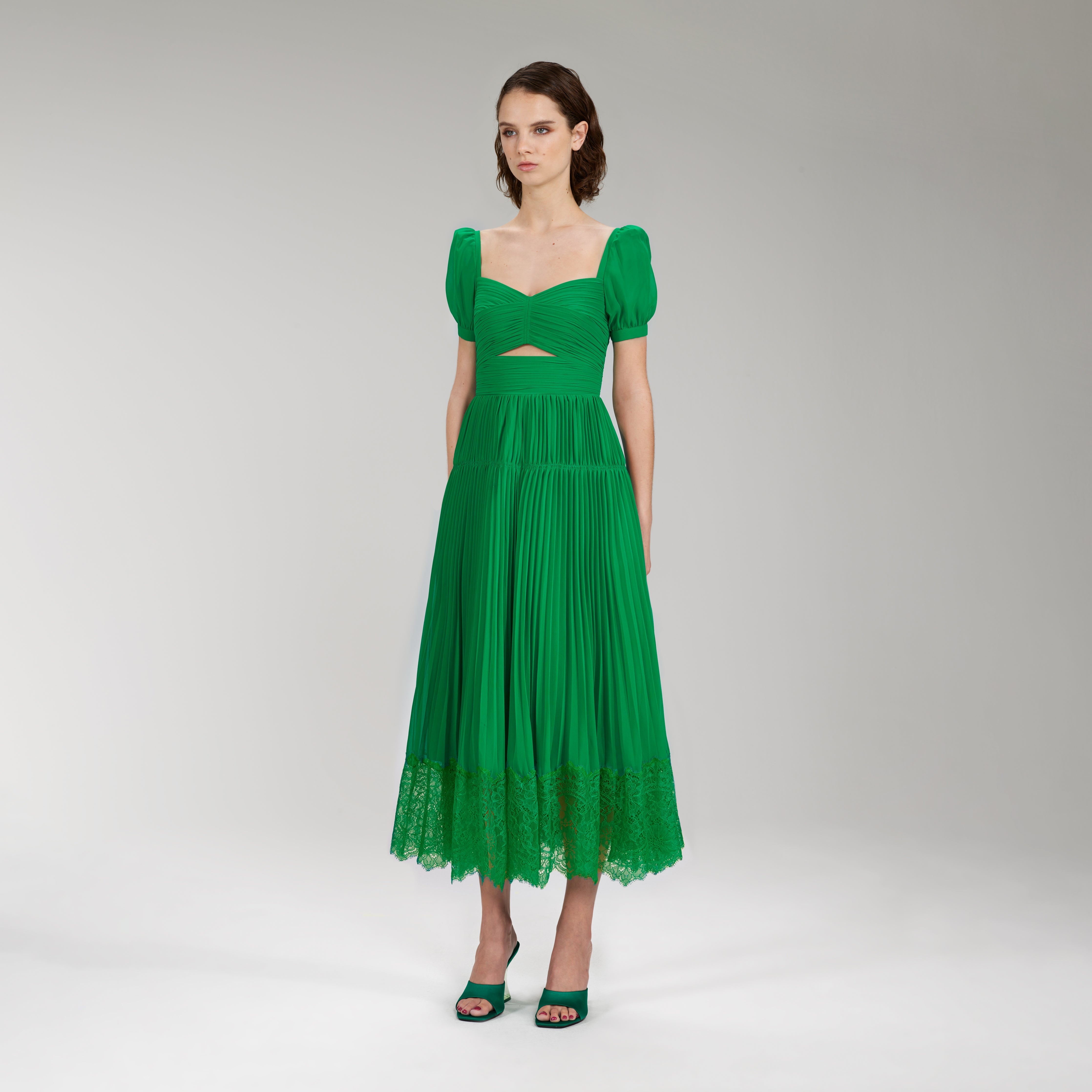 self portrait green chiffon mini dress Green Chiffon Midi Dress – self-portrait main image 0