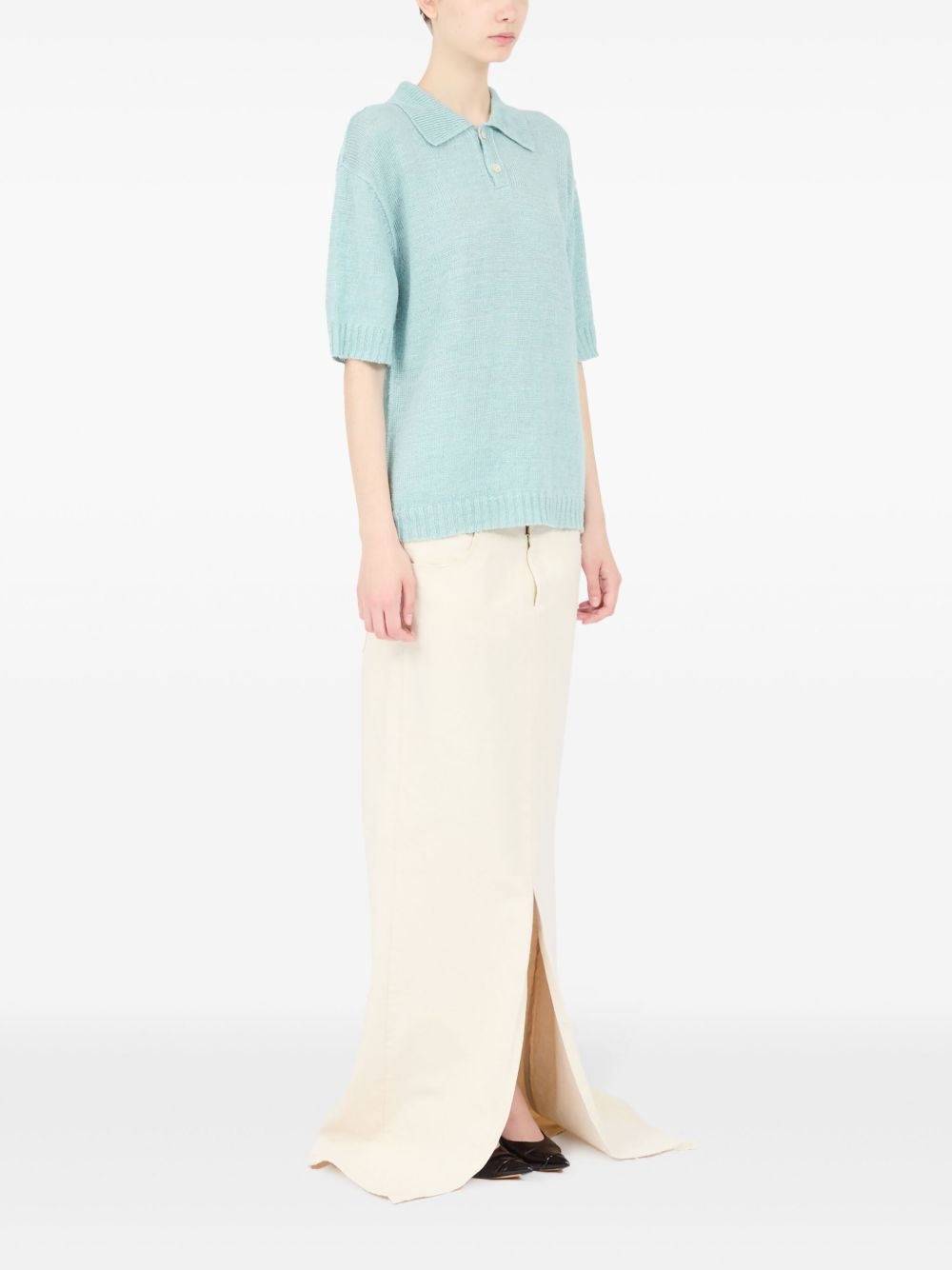 short-sleeve hemp polo top - 3