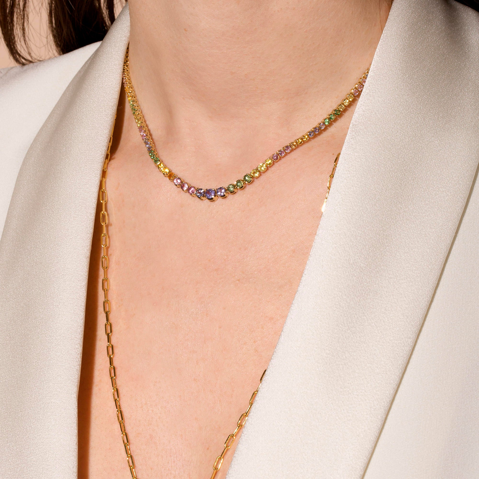 Rainbow Bright Tennis Necklace - 8