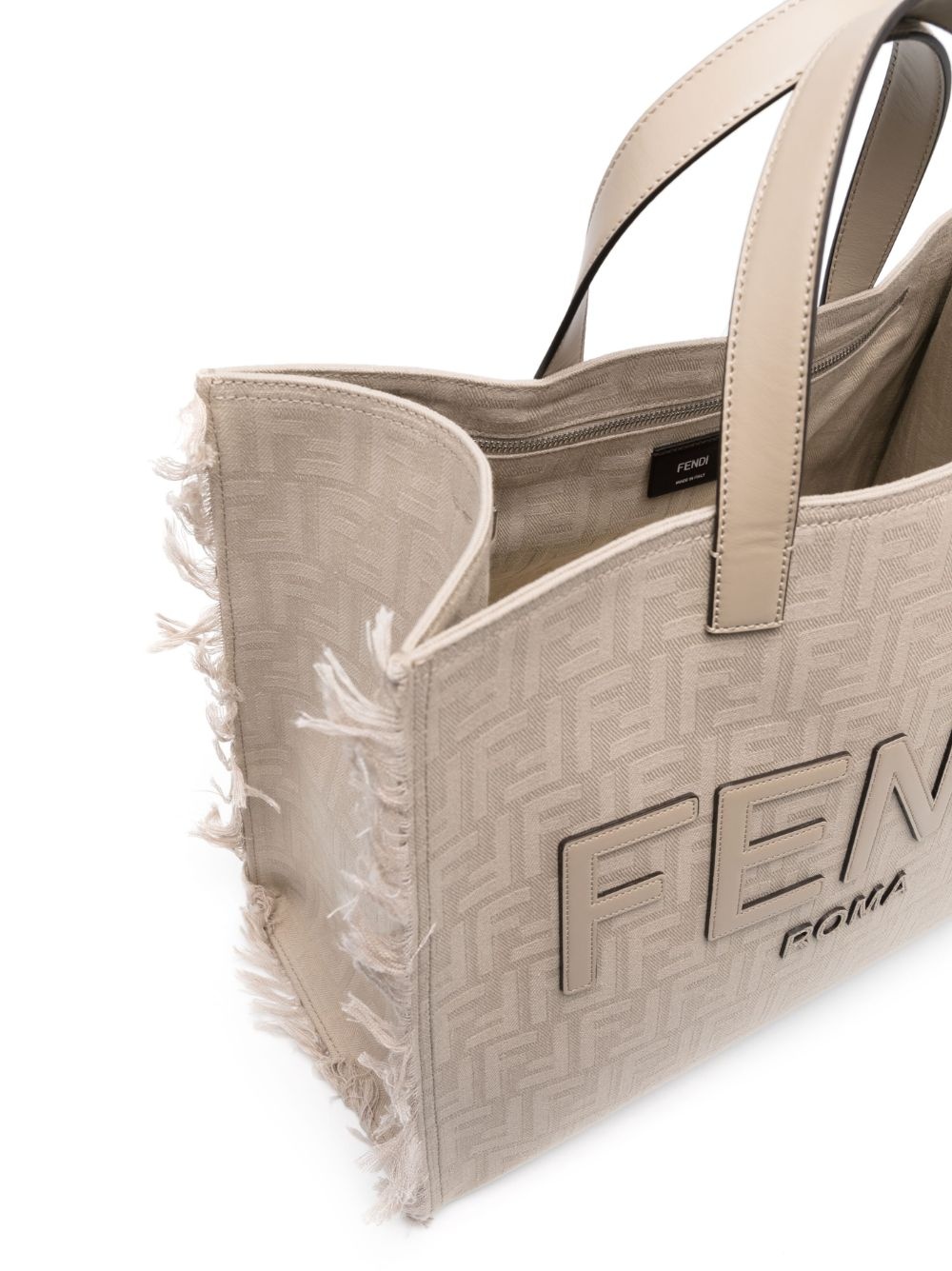 large FF jacquard fringed tote bag - 5