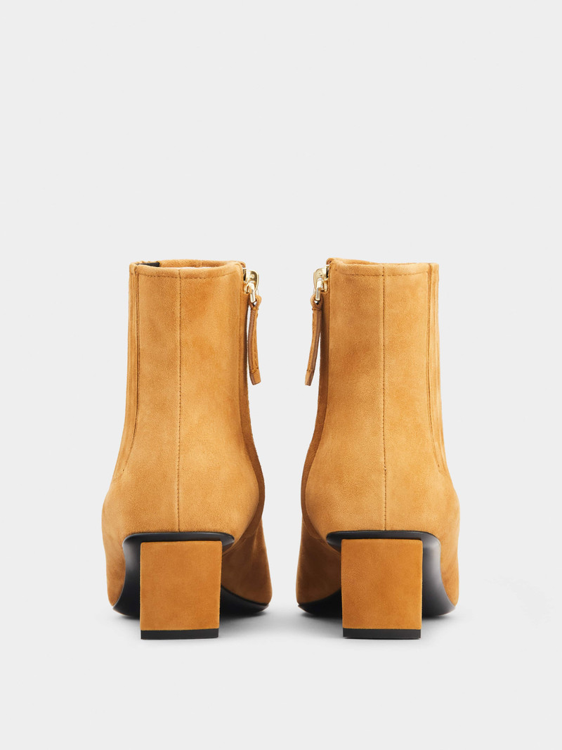 Belle Vivier Metal Buckle Chelsea Booties in Suede 5