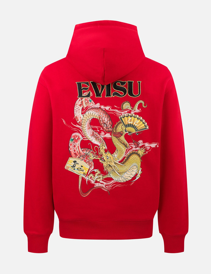 Soaring Snake and Dragon Print Relax Fit Hoodie 1