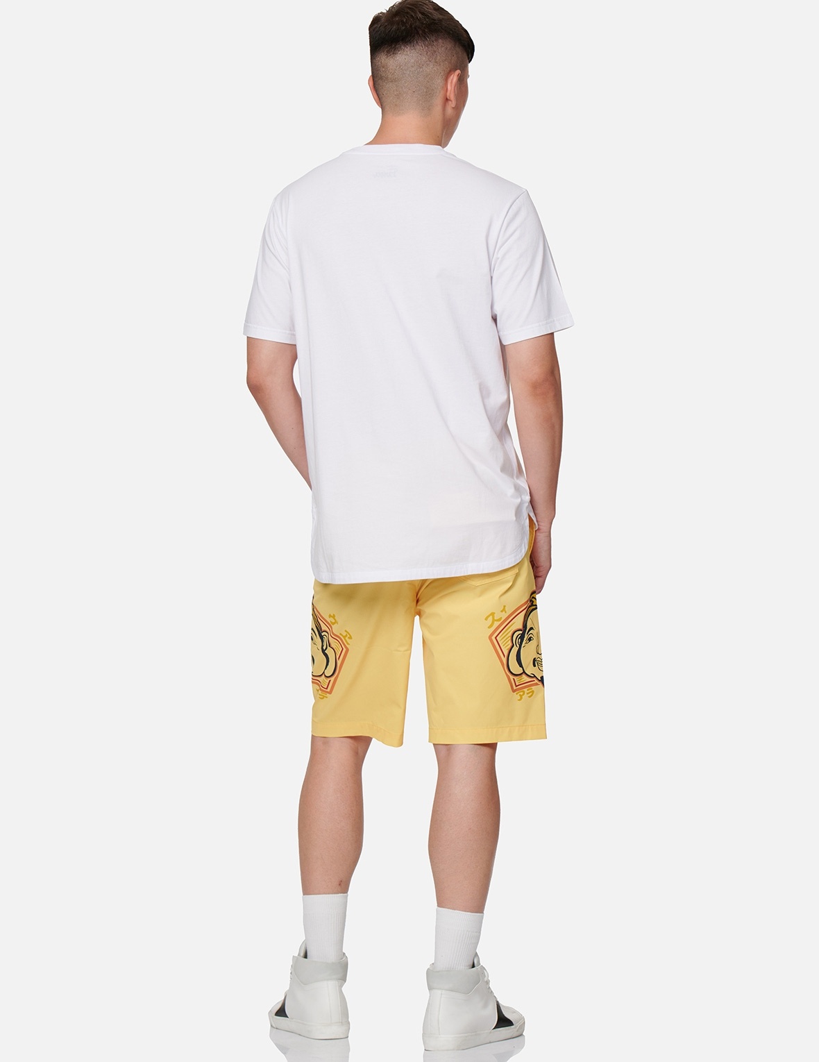 GODHEAD MOTIF PRINT BOARD SHORTS - 4