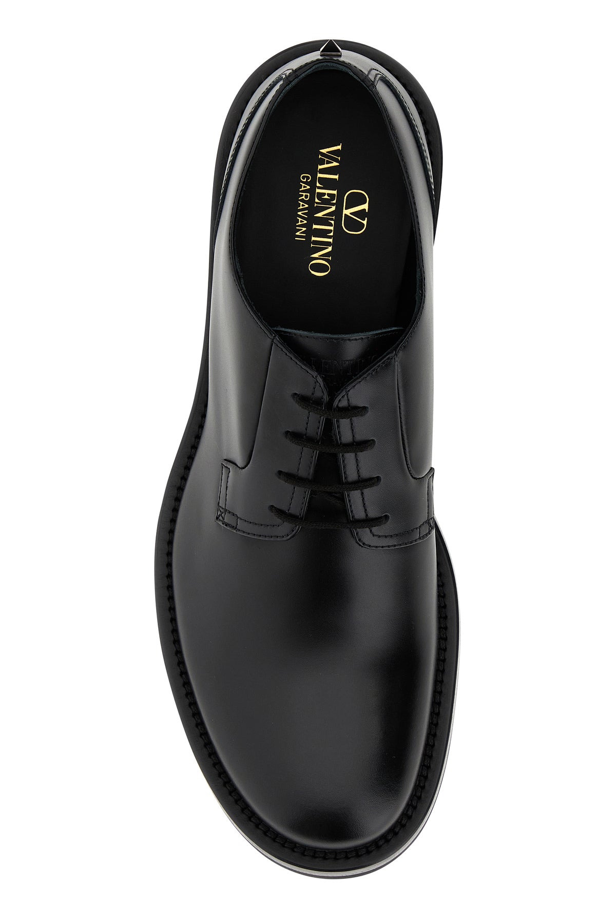 Black leather lace-up shoes - 4