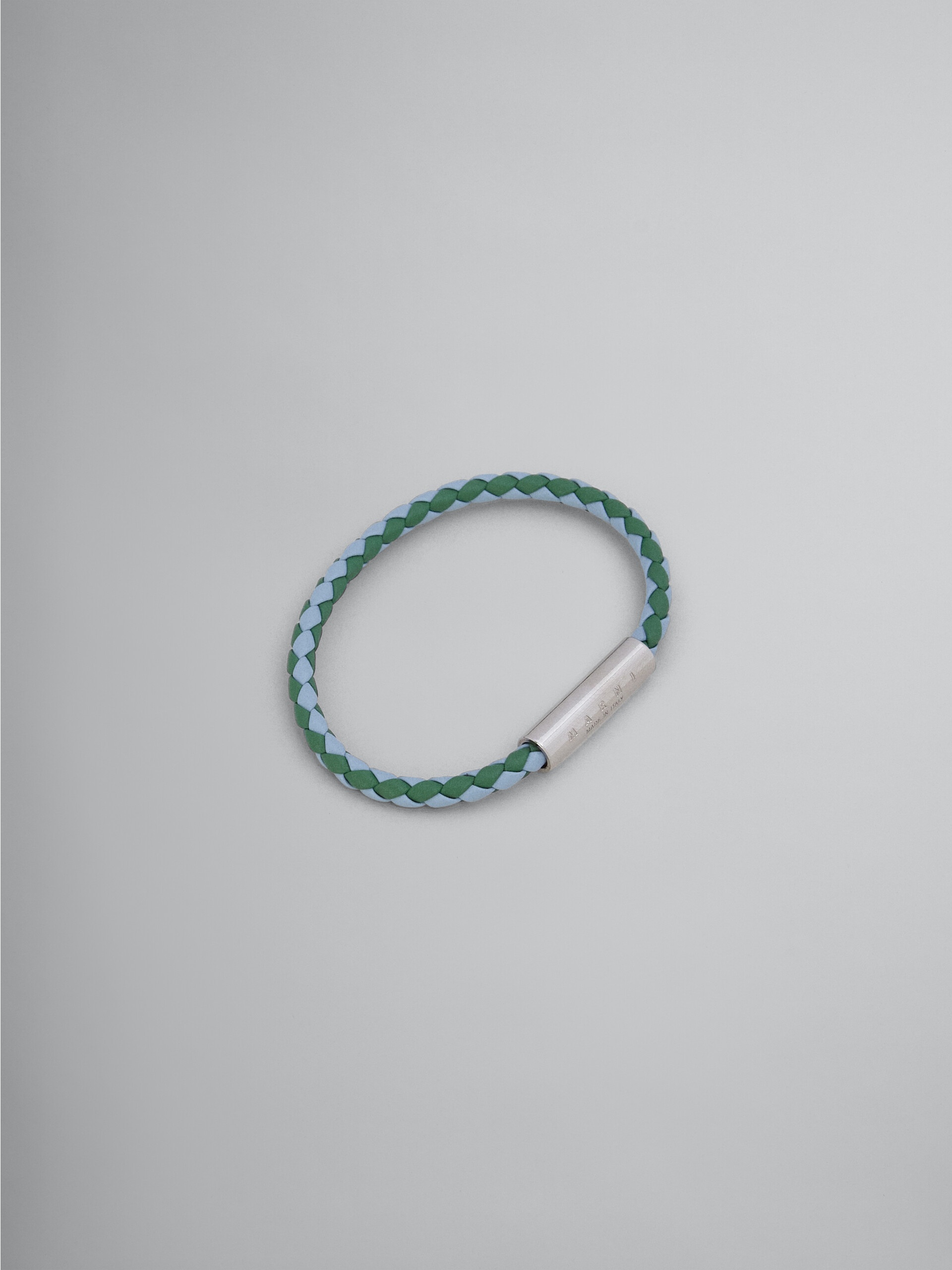 GREEN AND LIGHT BLUE BRAIDED LEATHER BRACELET - 1