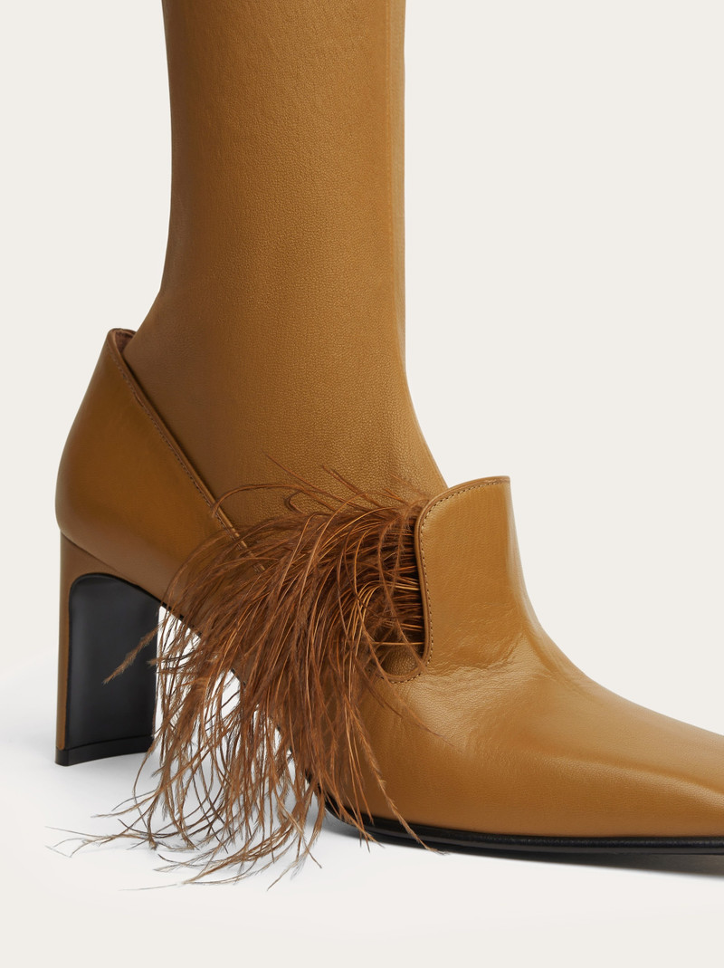 FERRAGAMO Knee high boot with detachable feathers outlook
