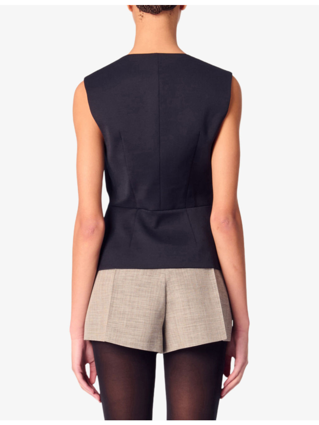 V-Neck Sleeveless Stretch-Woven Waistcoat - 4