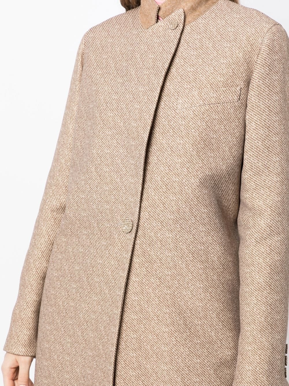 stand-collar wool-silk coat - 5