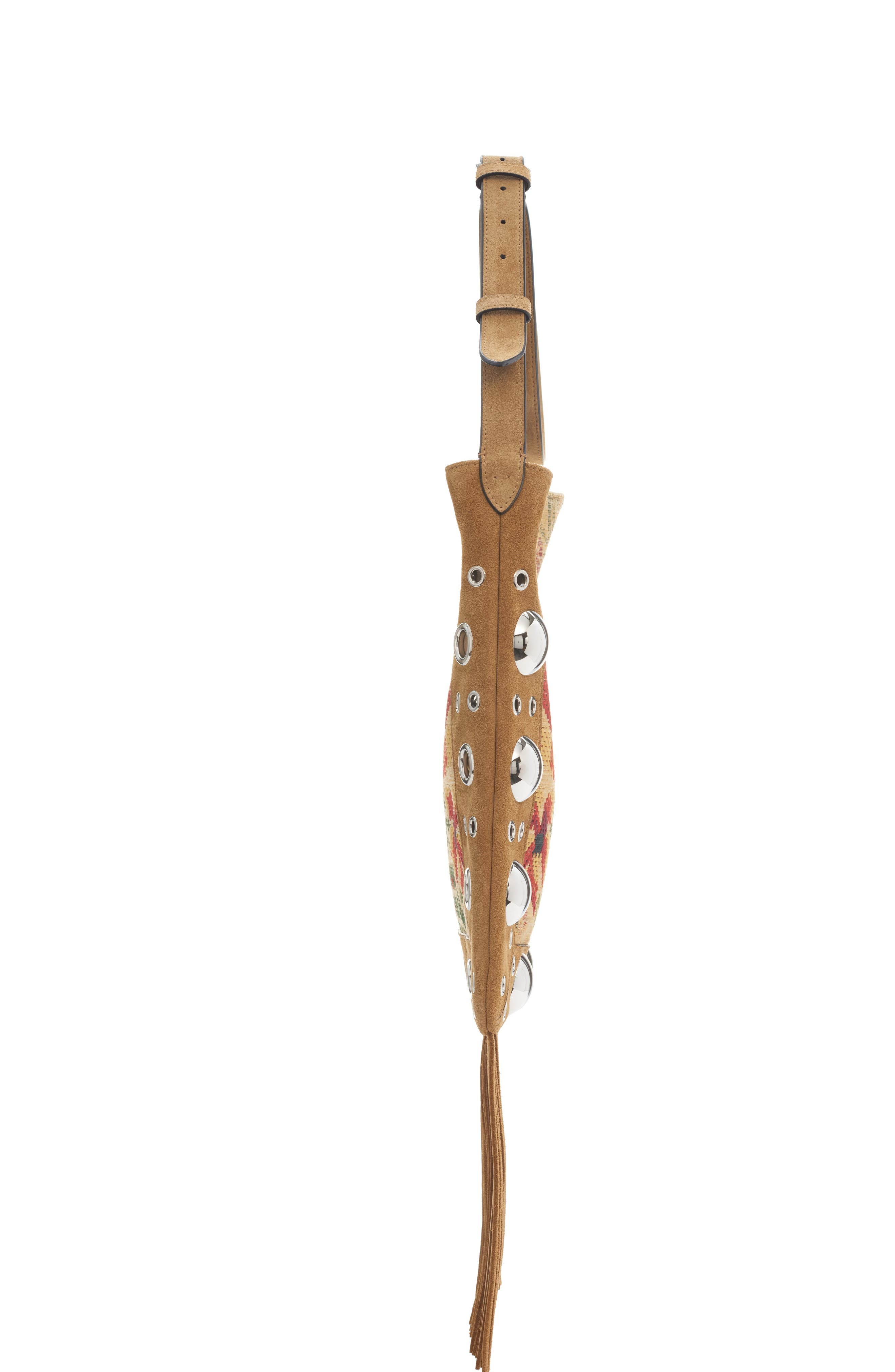 Valentino Garavani Nellcôte Embroidered Fringe Stud Crossbody Bag in Brown Multi at Nordstrom - 4
