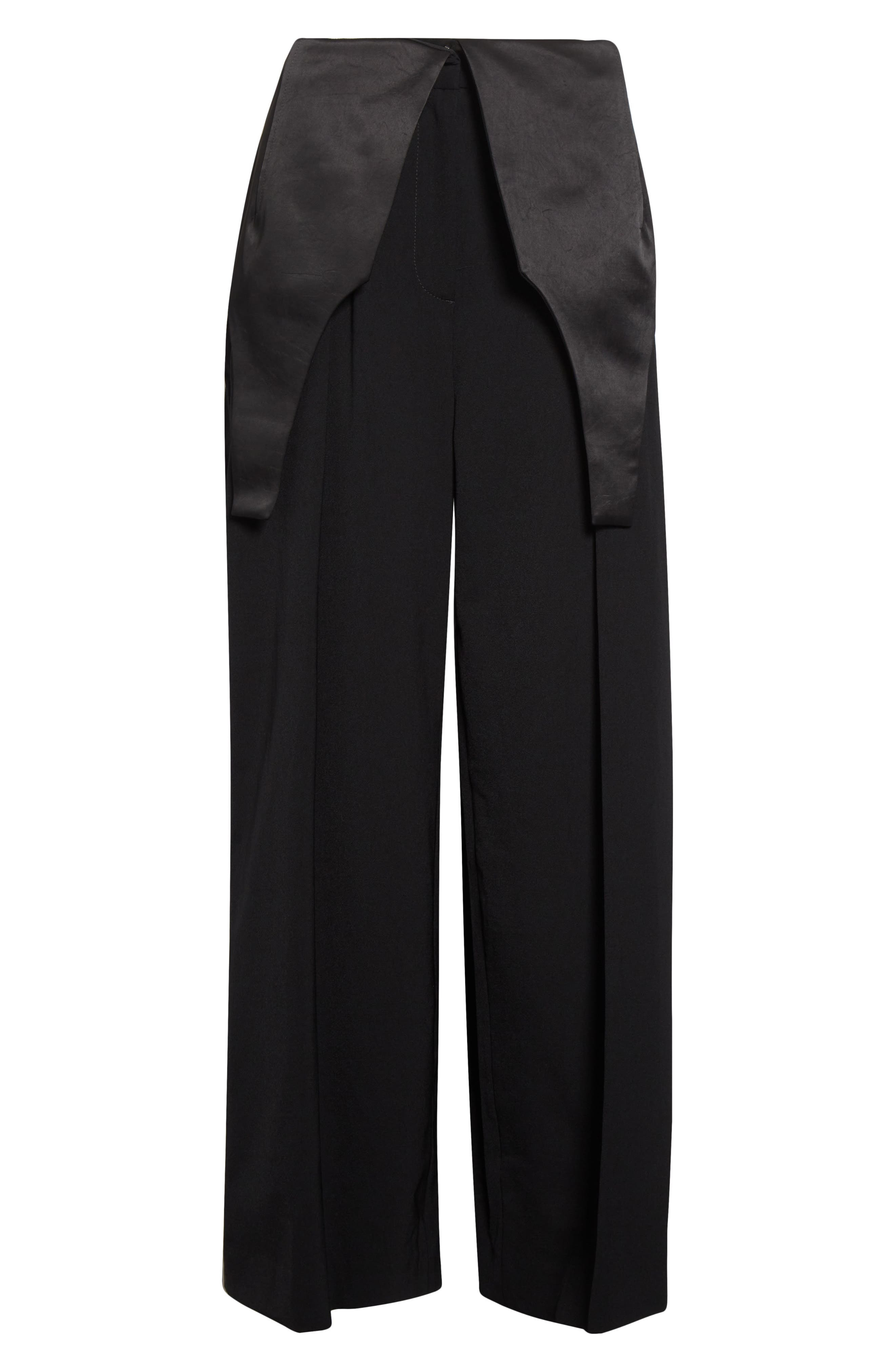 Jean Paul Gaultier Bodysuit Detail Tailored Wide Leg Pants in Black at Nordstrom - 6