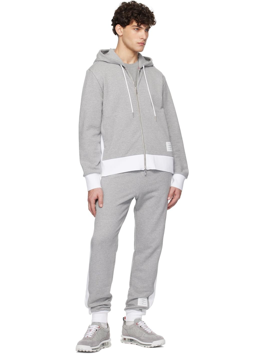 Gray Classic 4-Bar Jersey Zip-Up Hoodie - 4