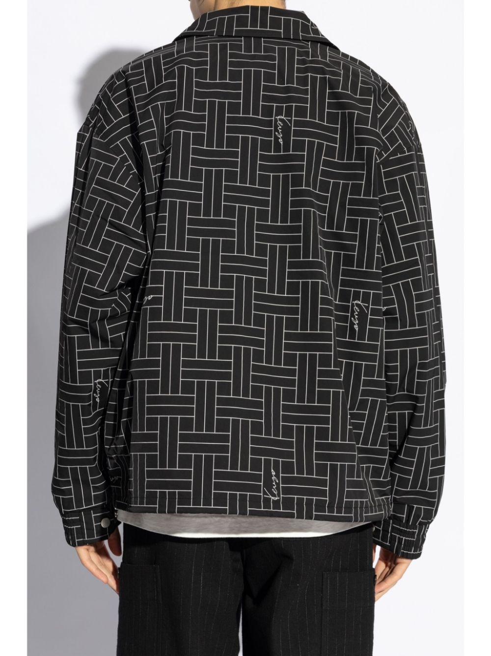 Weave-print windbreaker jacket - 4