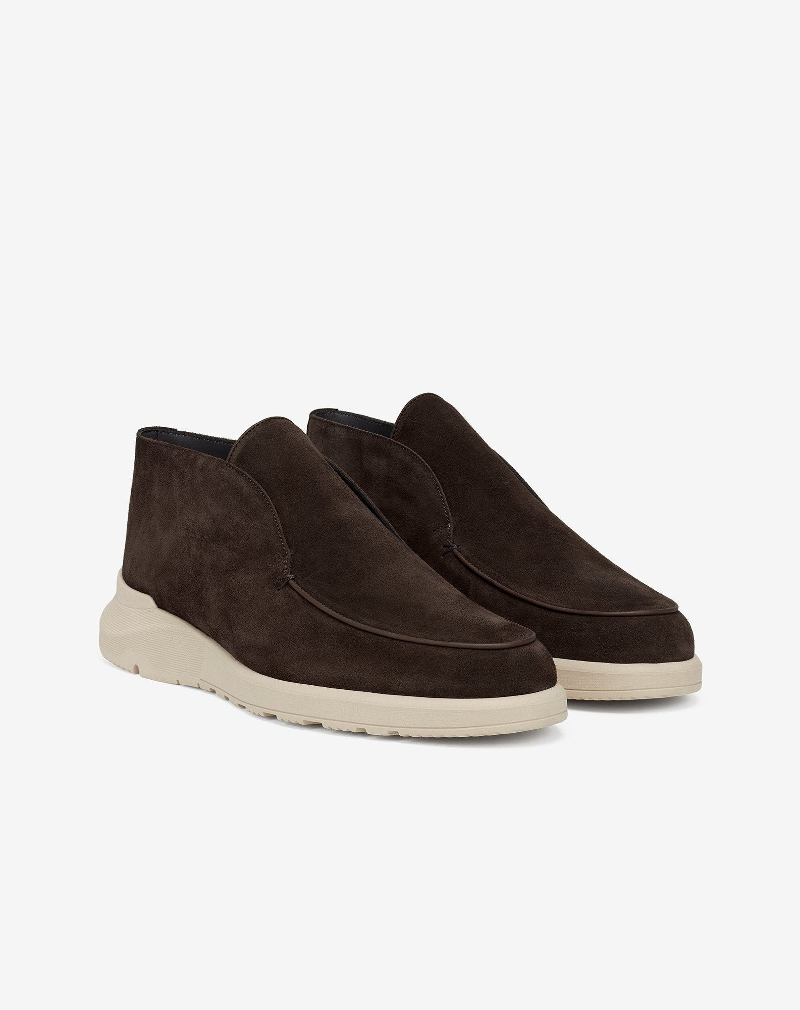 Dark brown suede slip-on loafers - 2