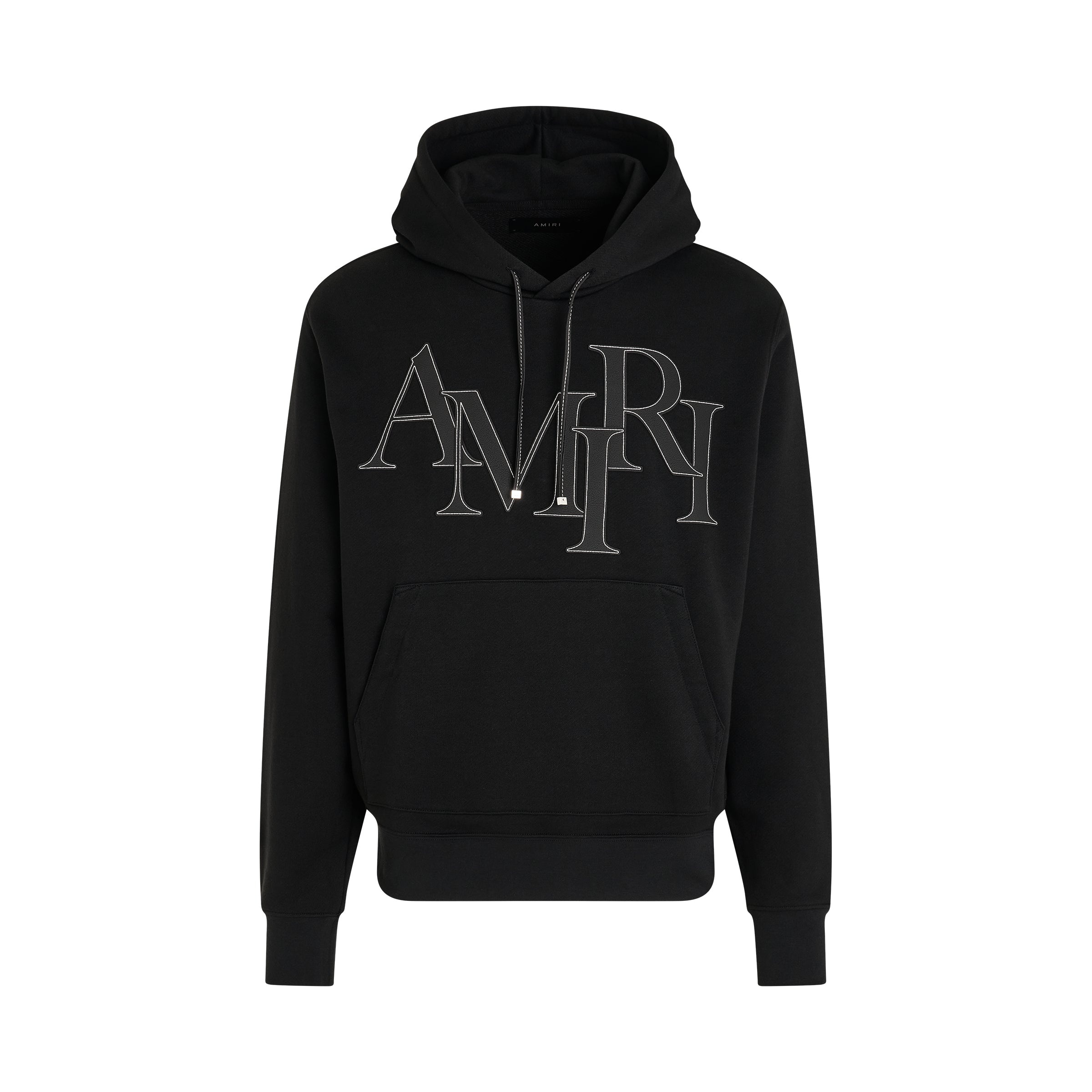 Staggered Logo Hoodie in Black - 1
