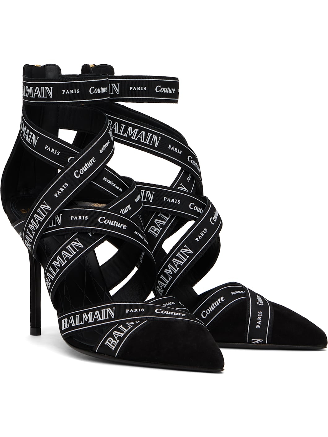 Black Couture Suede Heels - 4