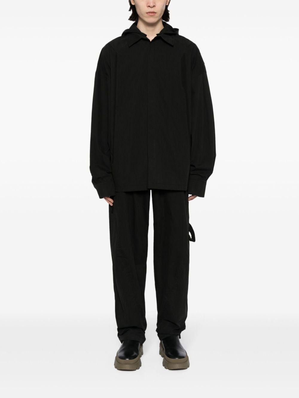 high-waisted cotton-blend trousers - 2
