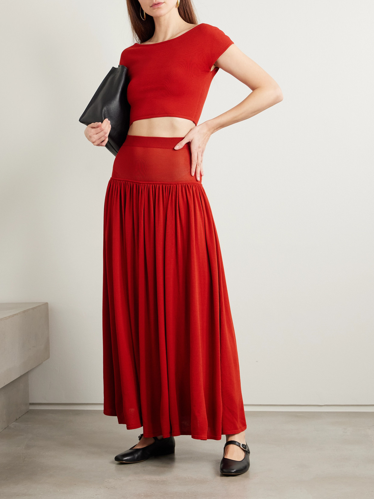Romy Gathered Knitted Maxi Skirt - 2