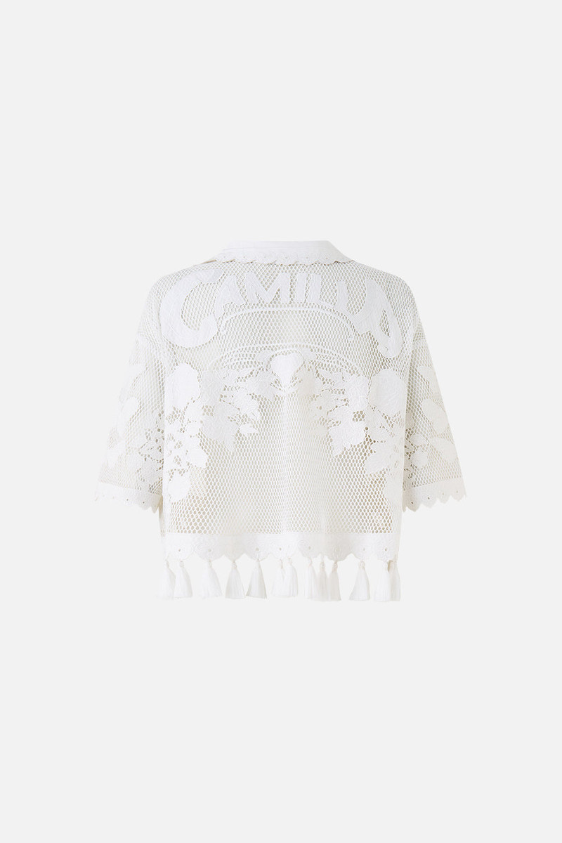 CAMILLA CROPPED COLLAR BLOUSE WITH BUTTON FRONT outlook