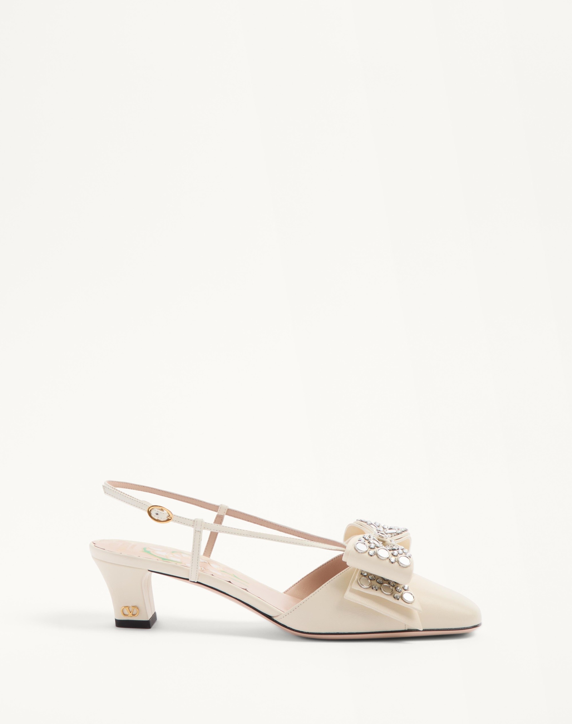 BOWOW SLINGBACK PUMPS IN KIDSKIN WITH MIRRORS AND CRYSTALS 45MM - 1