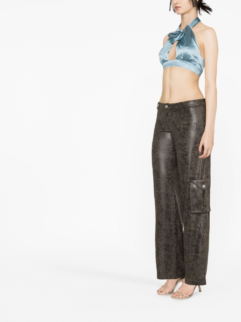 cut-out satin crop top - 3