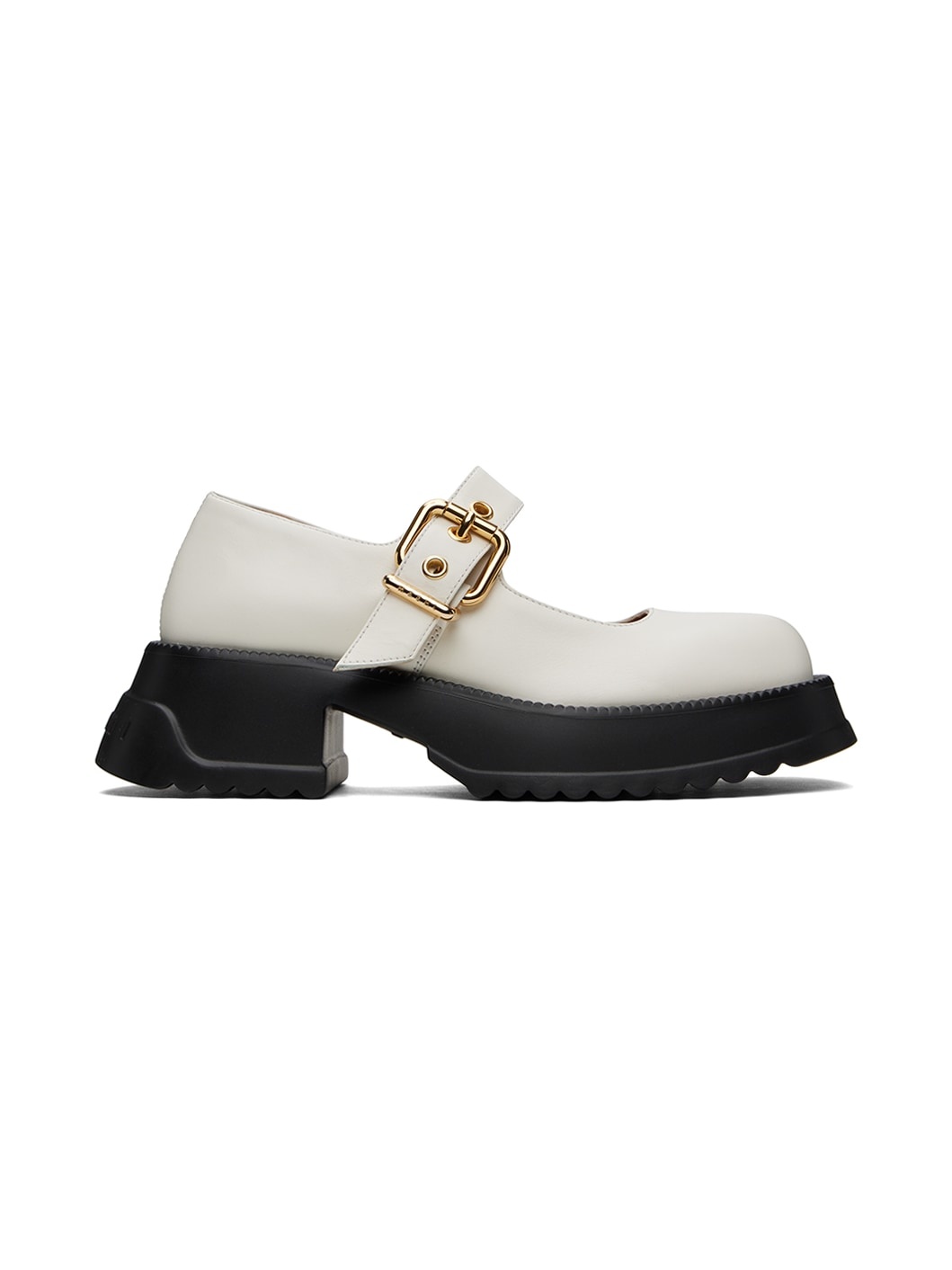 White Leather Mary Jane Loafers - 1