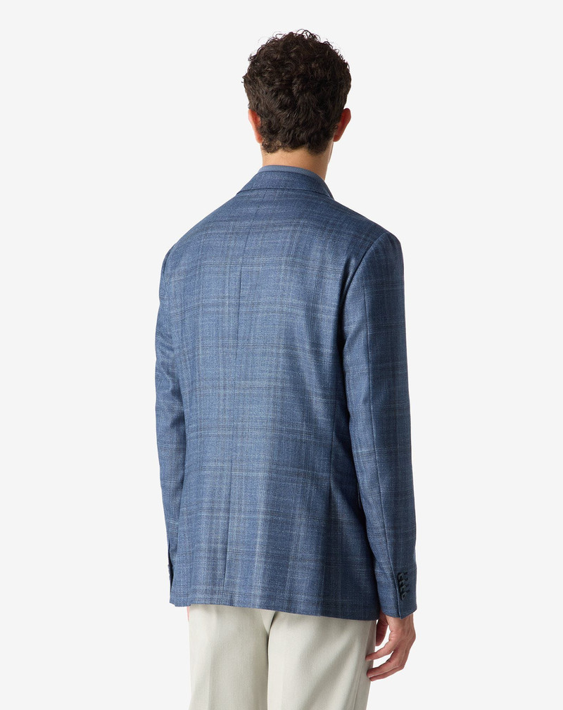 Blue overcheck cashmere and silk jacket 3