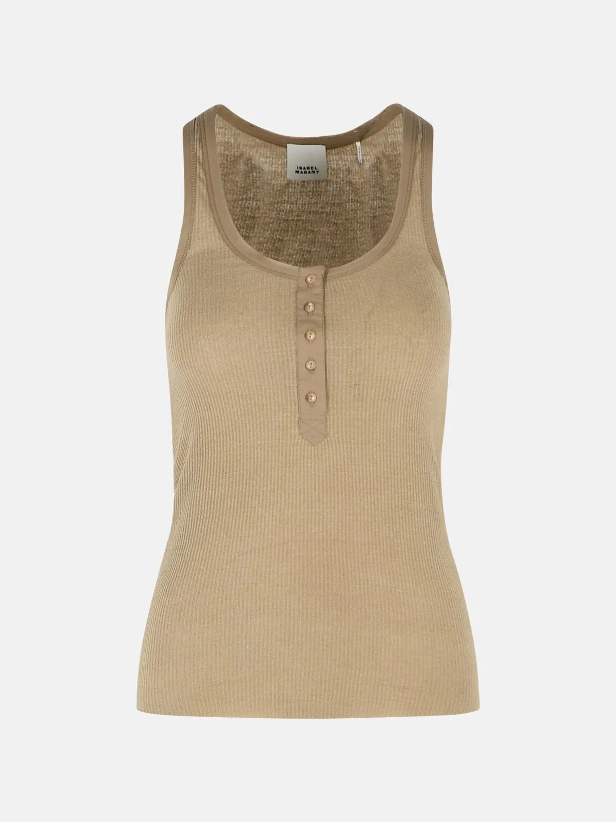 'HELMA' RIBBED TANK IN 'LIGHT BRONZE' SILK JERSEY - 1