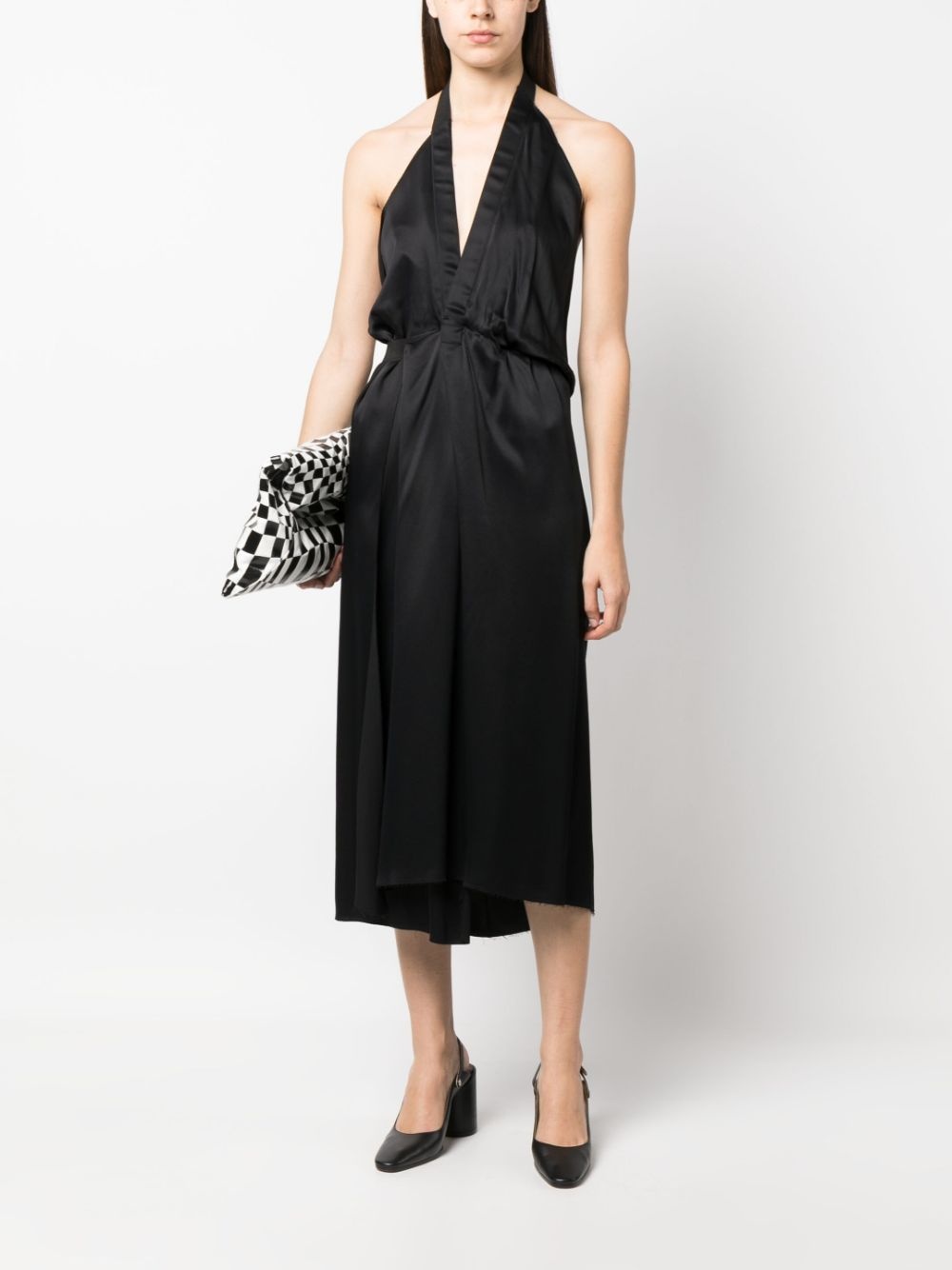 satin halterneck midi dress - 2