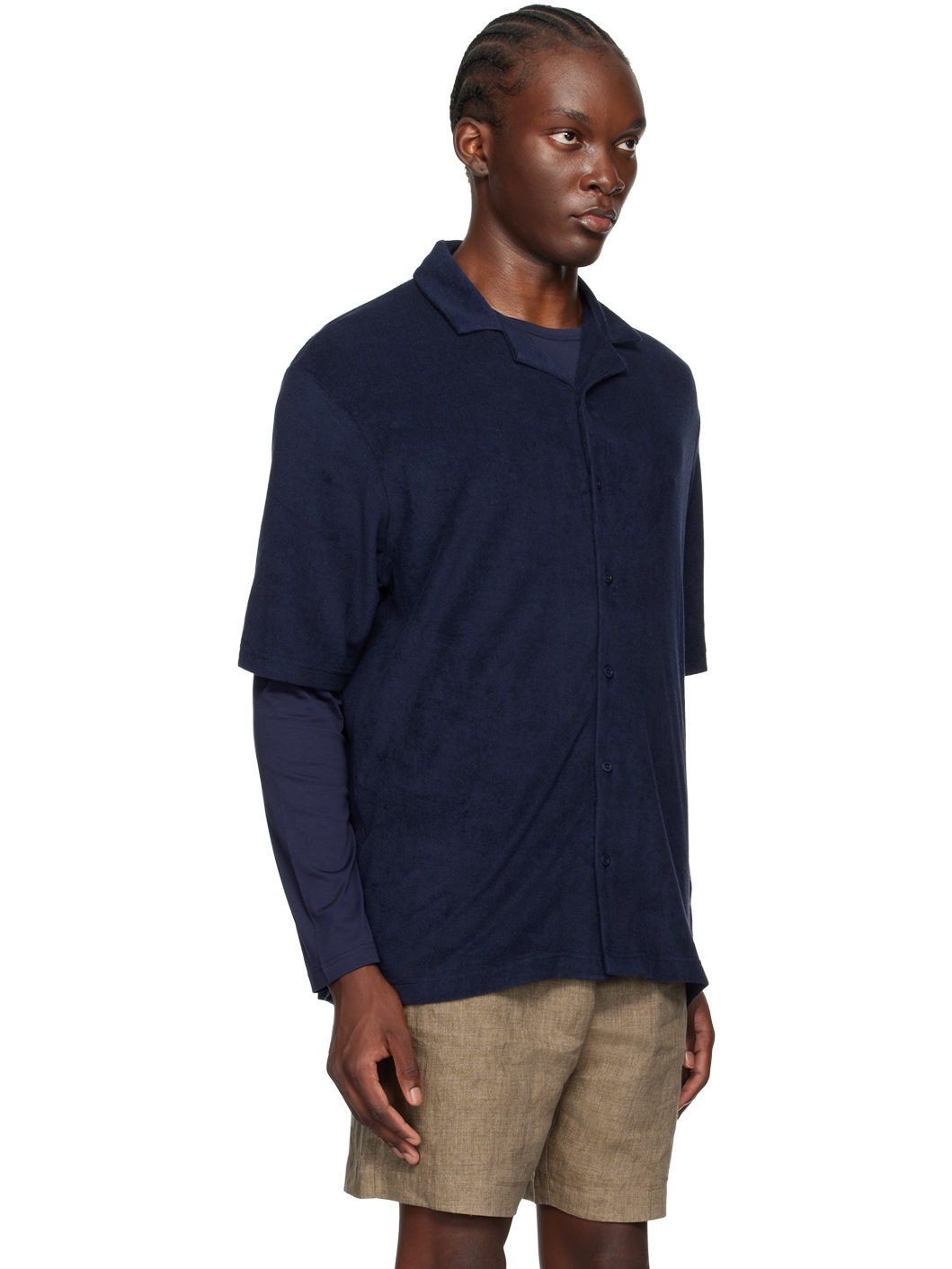 Navy Towelling Shirt - 2