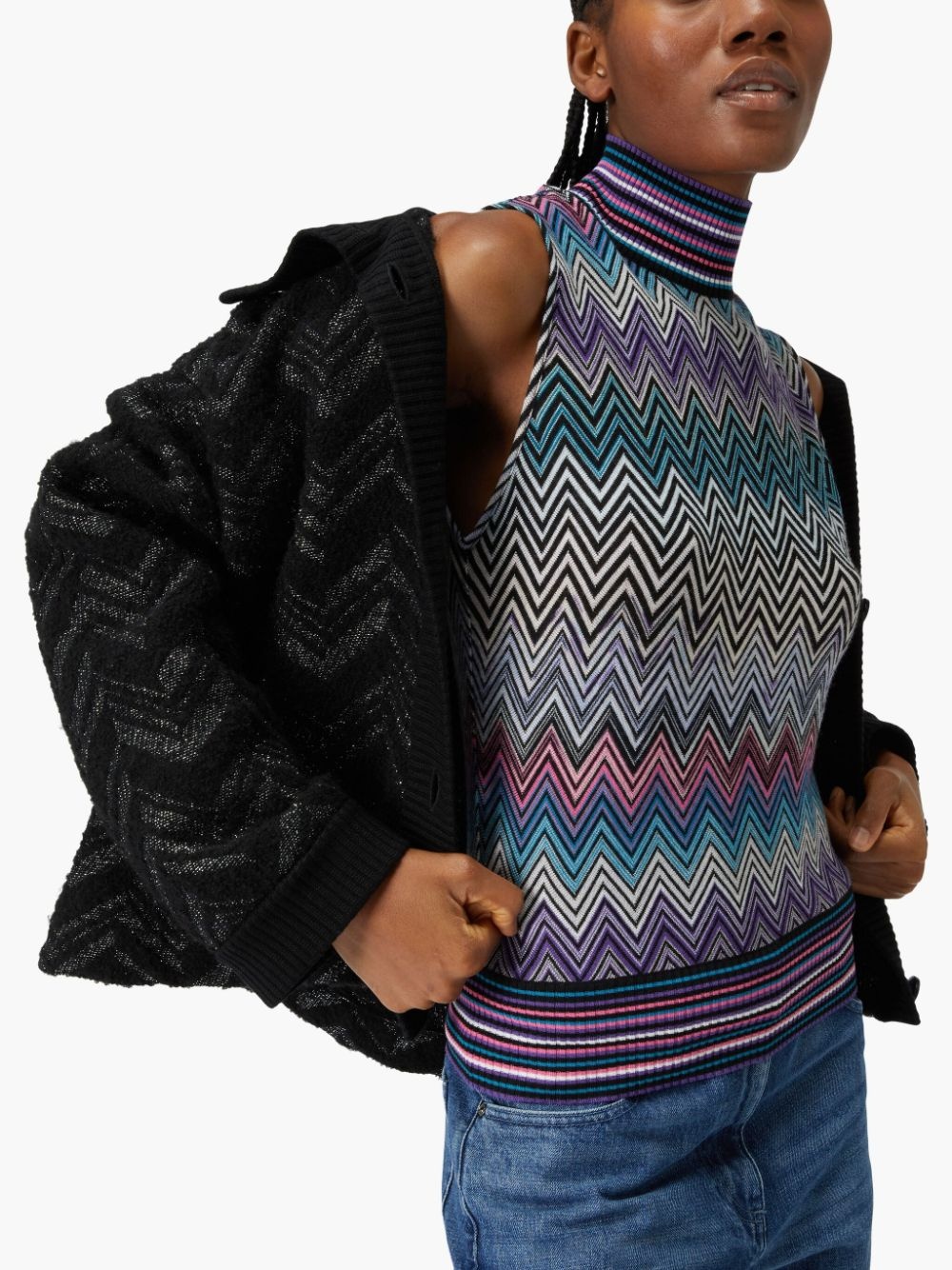 zigzag-woven knitted tank top - 4