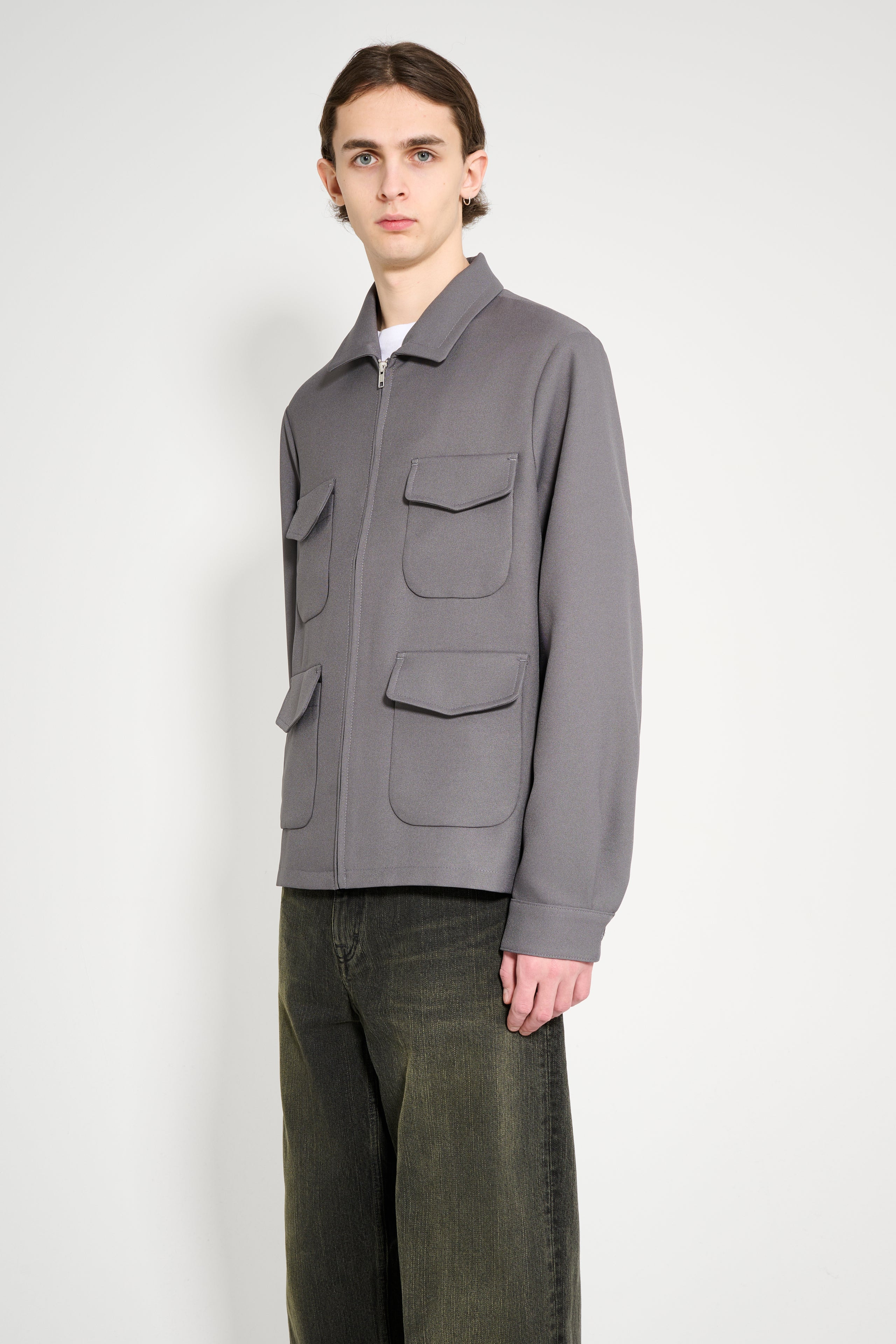 RANDOM IDENTITIES TWILL LONG JACKET GREY - 2