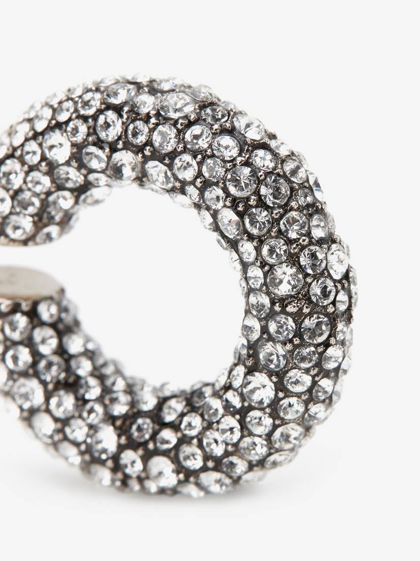 Women's Pave Round Ear Hook in Antique Silver - 6