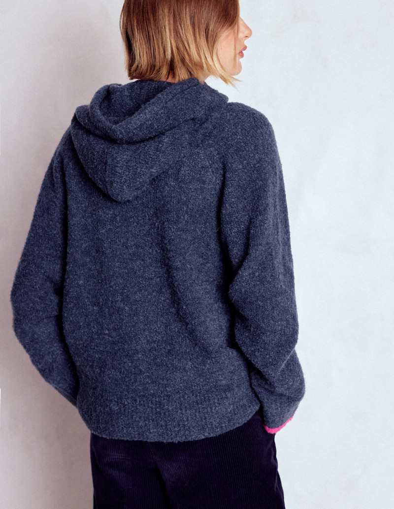 Bouclé Raglan Hoody-Navy 4