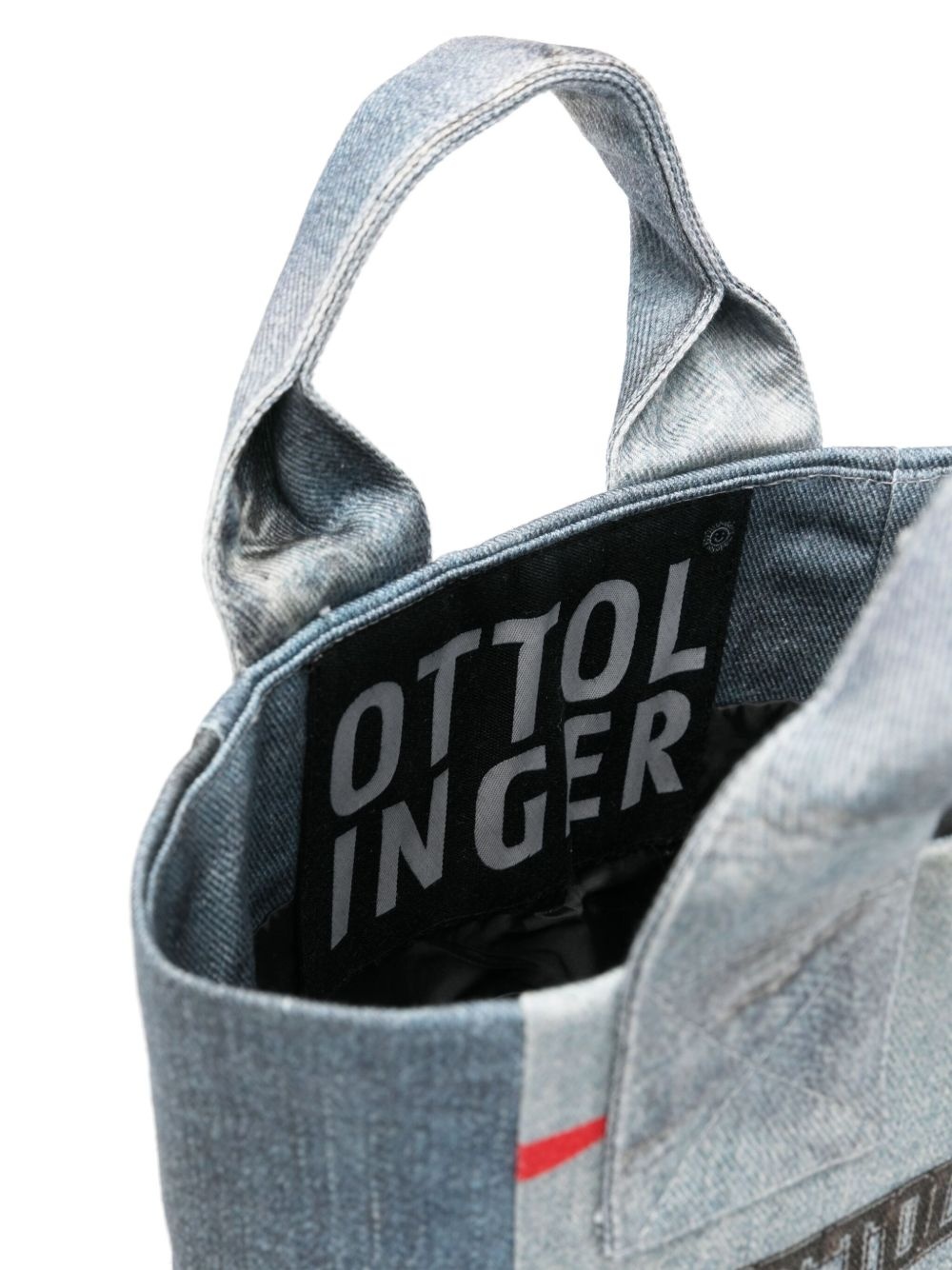 mini denim-print tote bag - 5