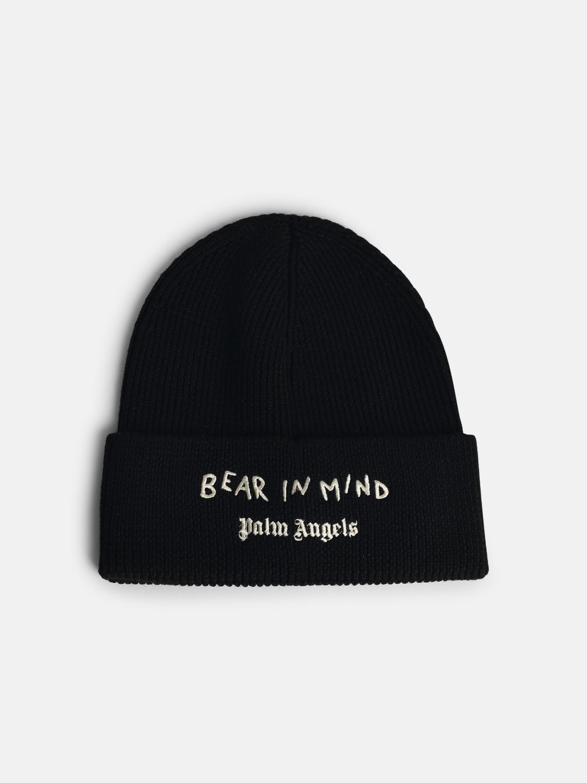 'BEAR IN MIND' BLACK WOOL BEANIE - 2