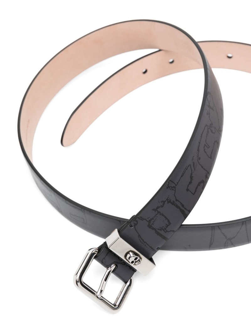 Alexander McQueen logo-print leather belt outlook