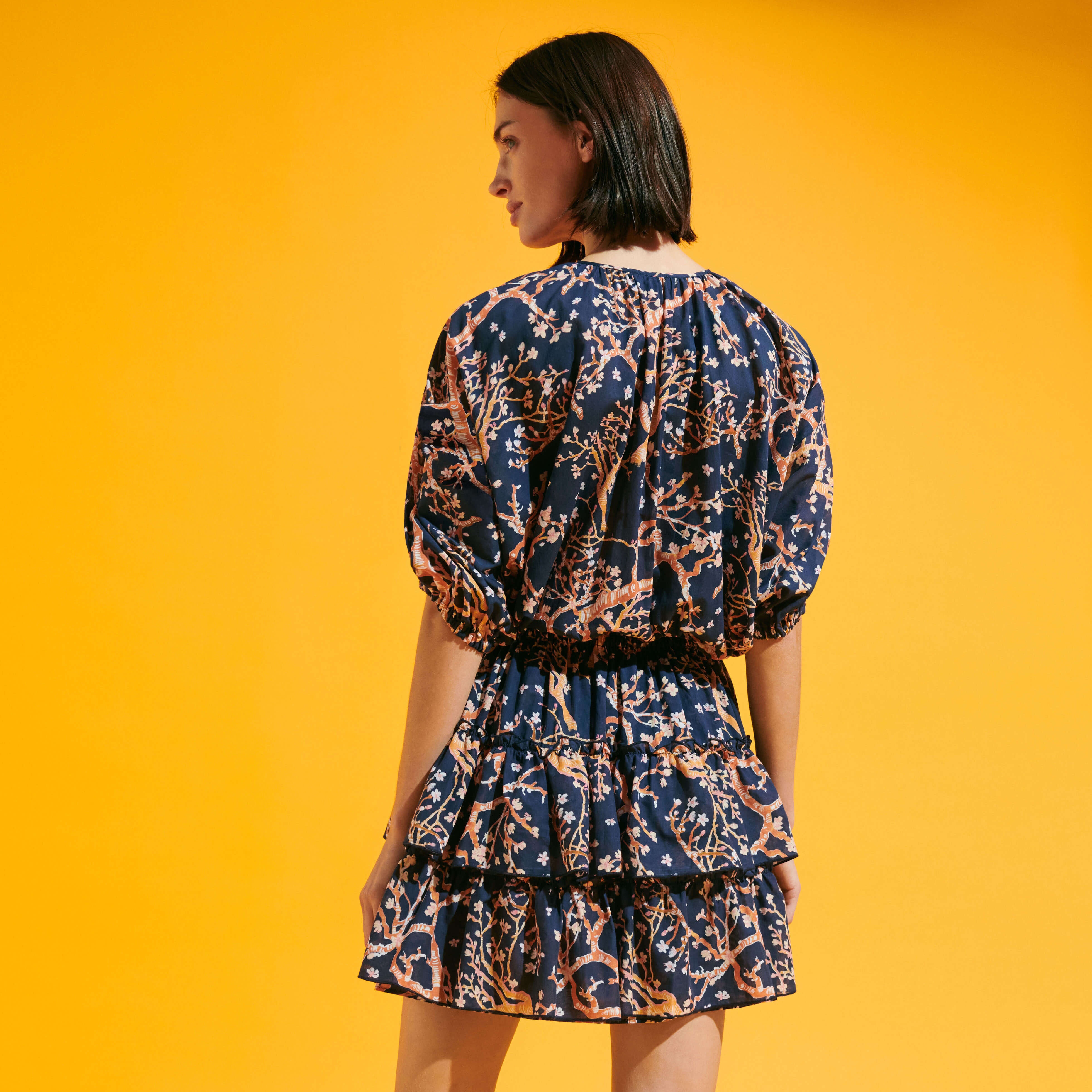 Women Short Ruffles Cotton Dress Sweet Blossom - 4