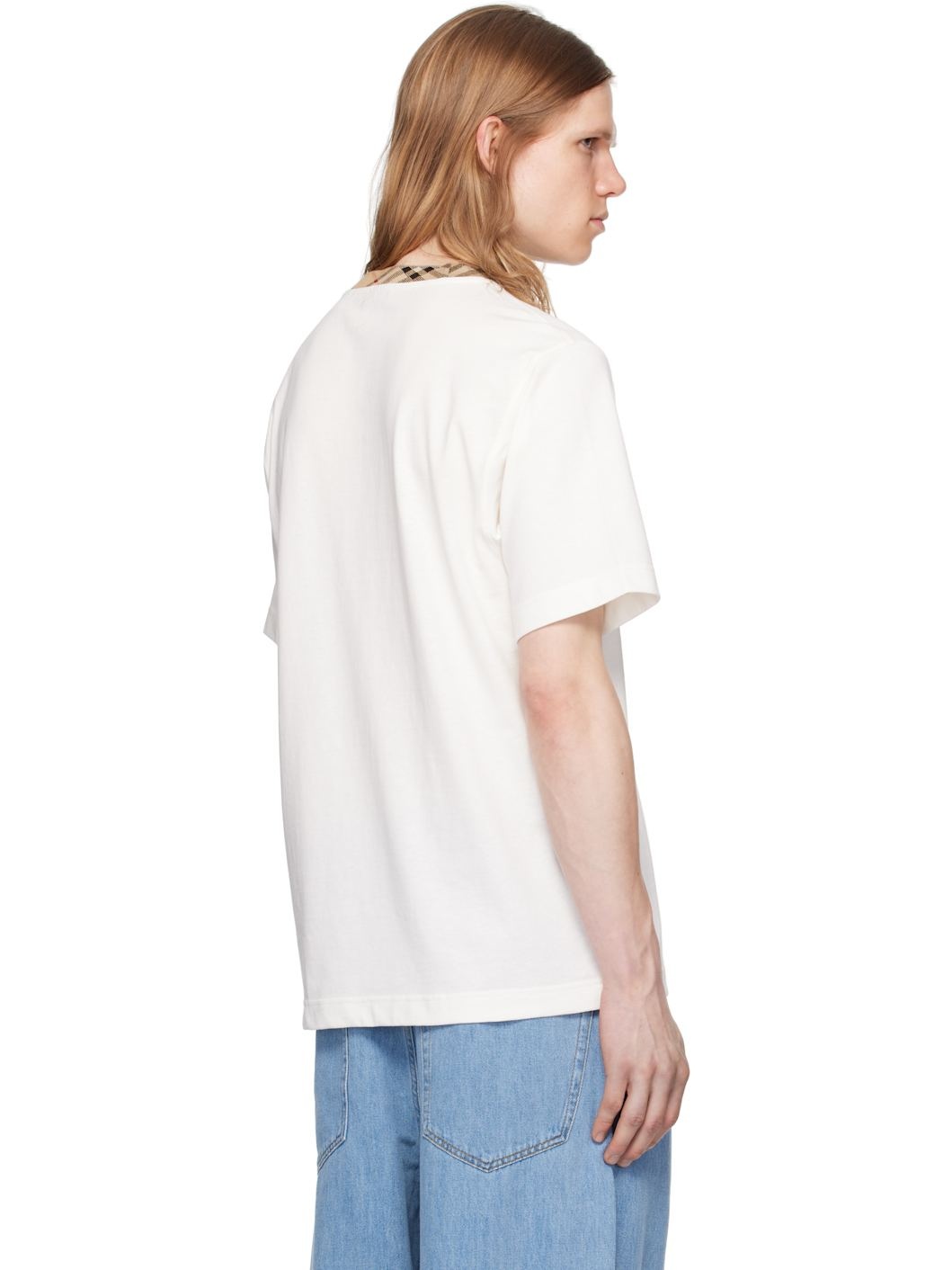 Off-White Check Trim Cotton T-shirt - 3