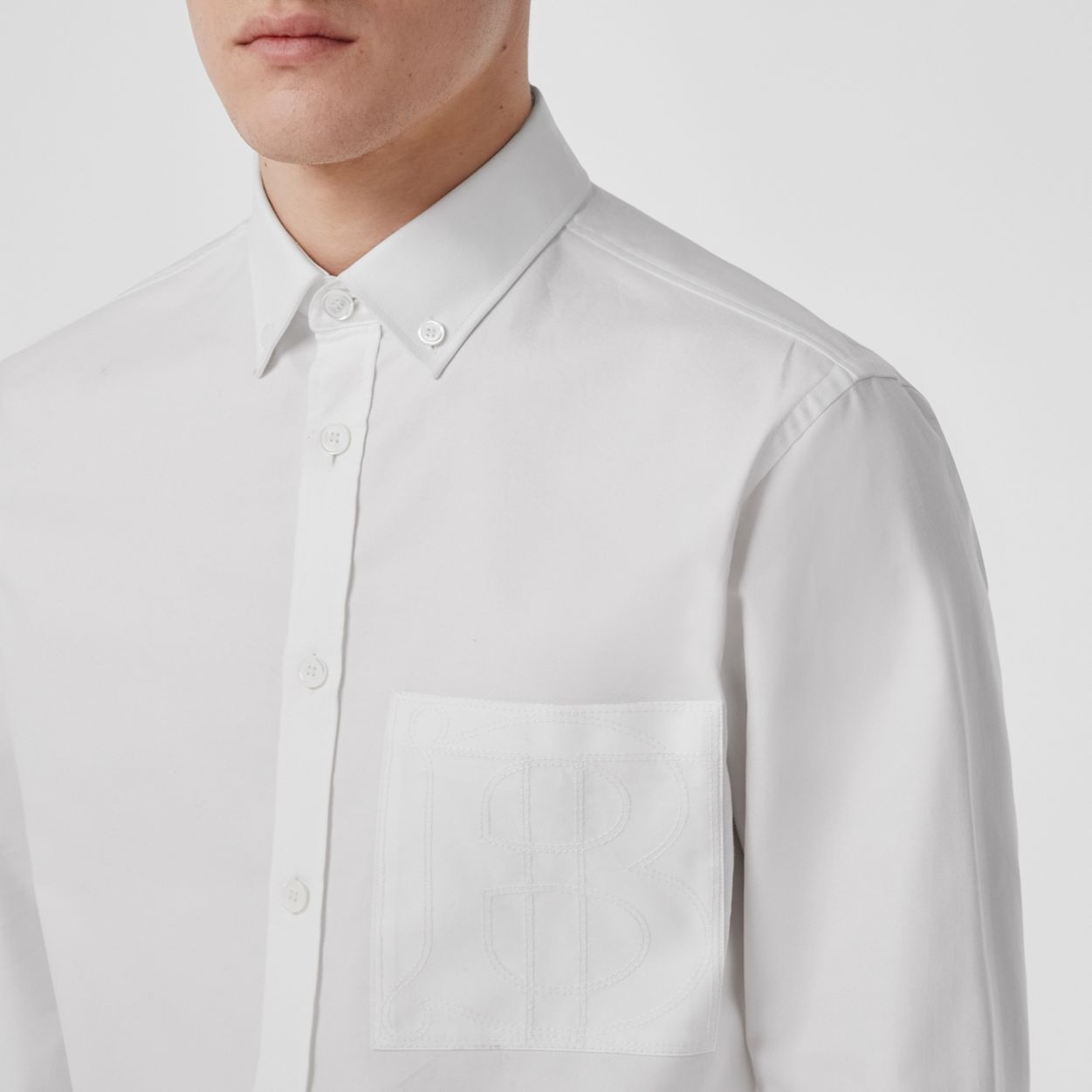 Slim Fit Monogram Motif Cotton Oxford Shirt - 3