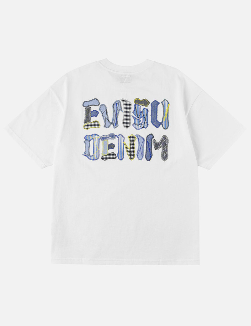 Fabric-mix Patchwork Seagull and Logo Applique T-shirt 3