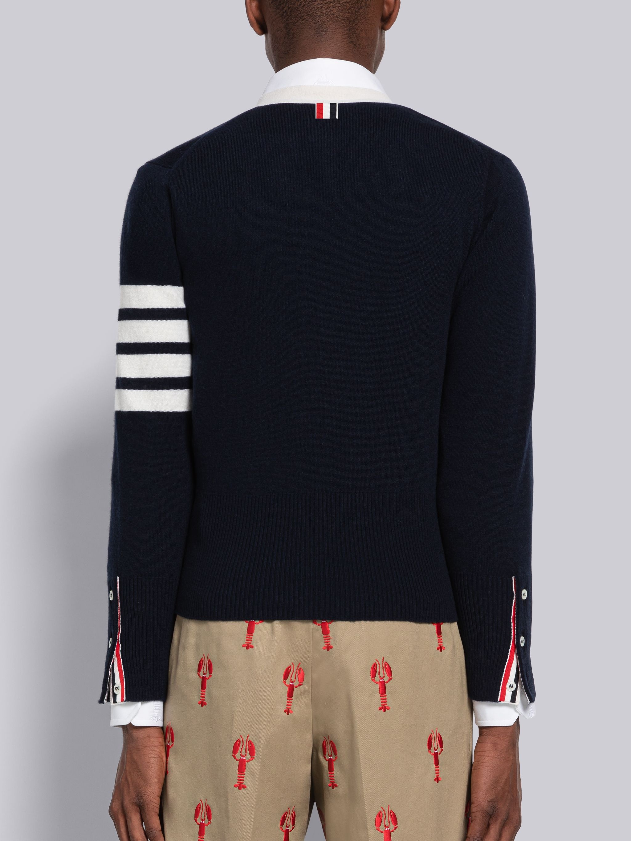 Cashmere Stripe V-Neck Cardigan - 3