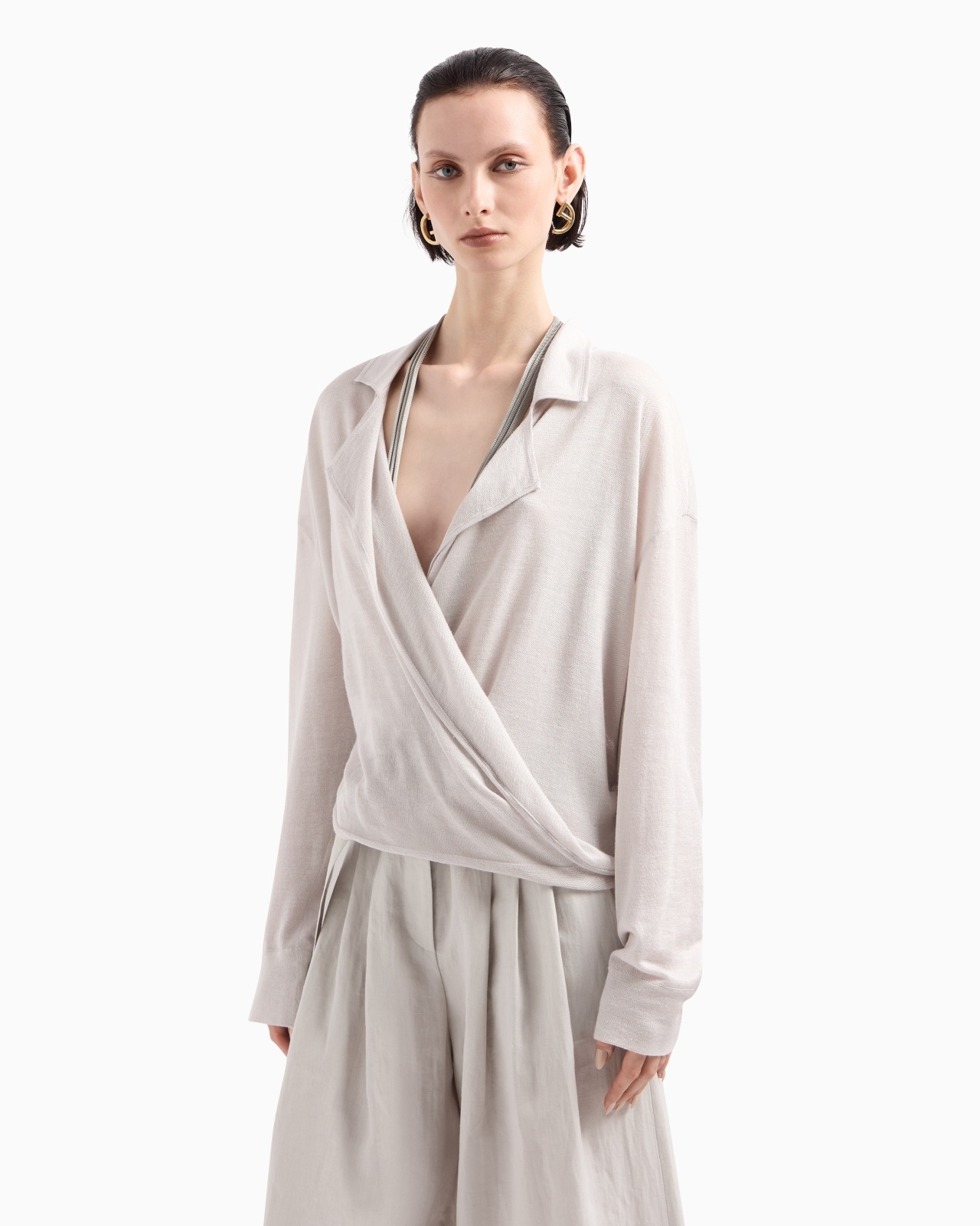 SILK AND LINEN JUMPER WITH DRAPING - 3