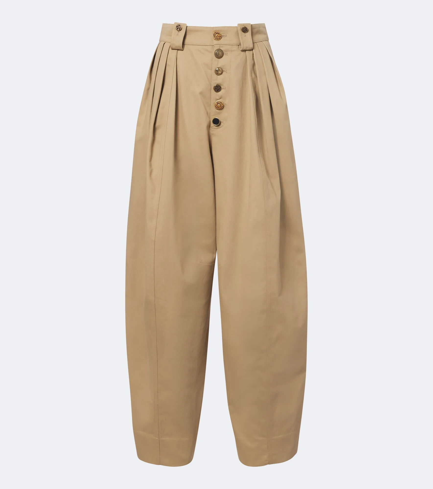Embellished pleated cotton barrel-leg pants - 1