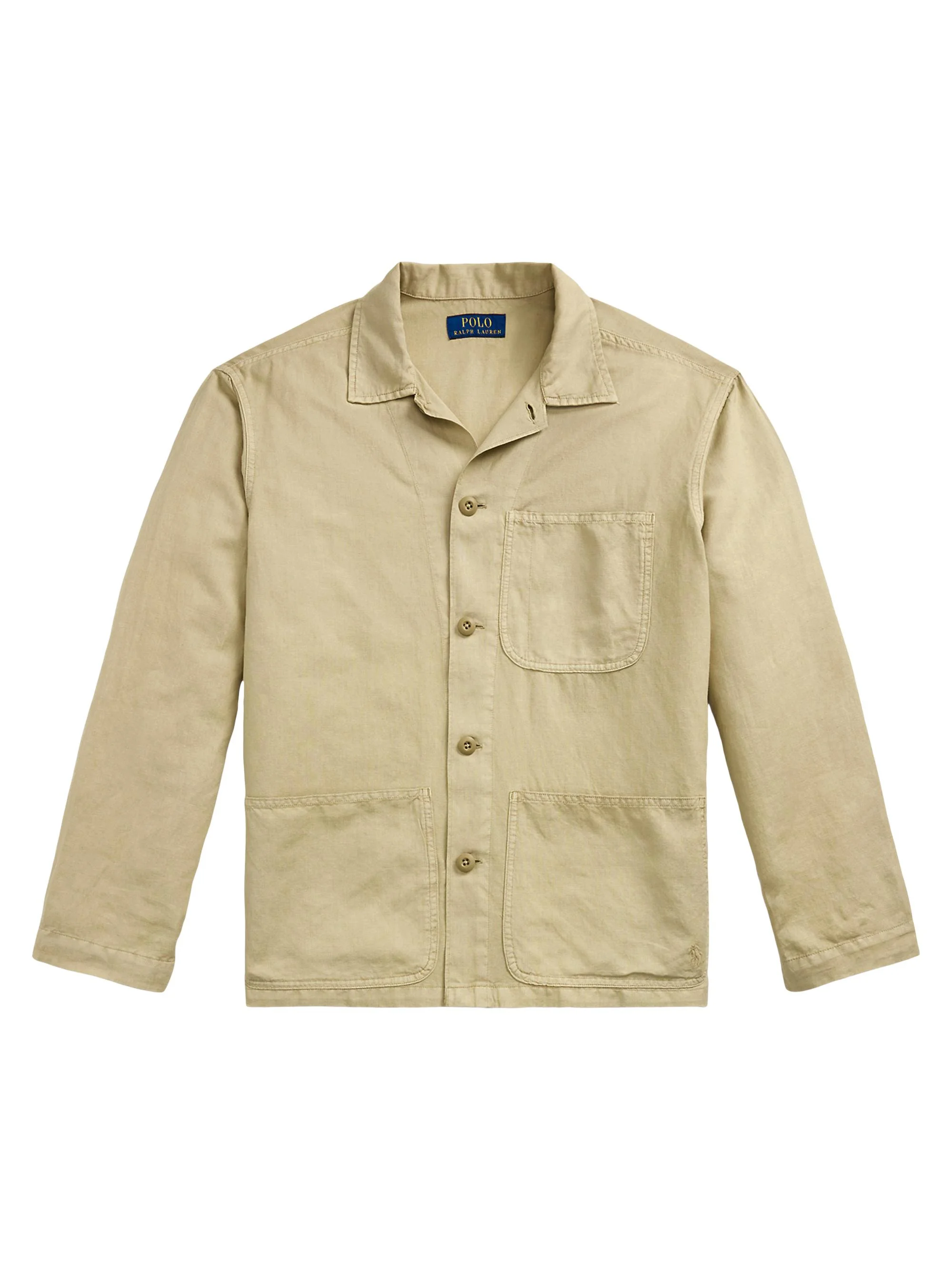 Men's Logo-Embroidered Linen-Cotton Overshirt - Coastal Beige - 1