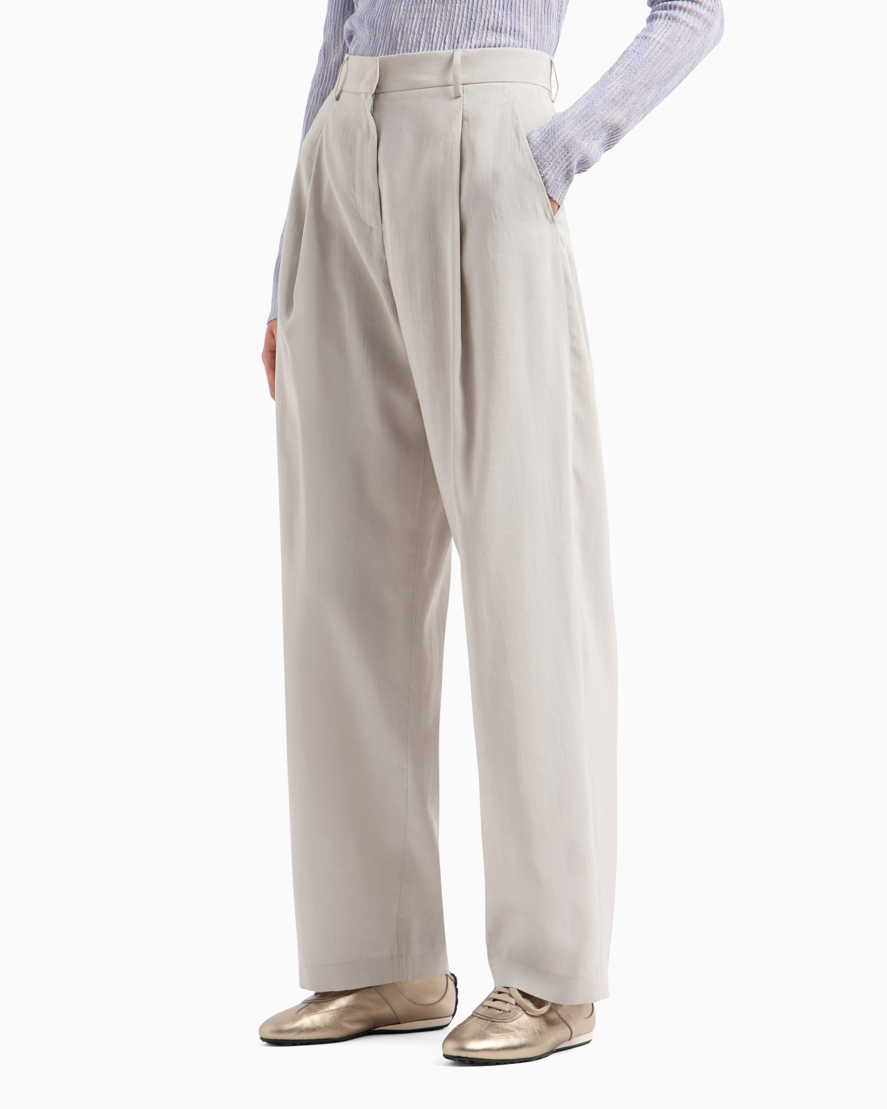 WASHED SILK SINGLE-DART TROUSERS - 4