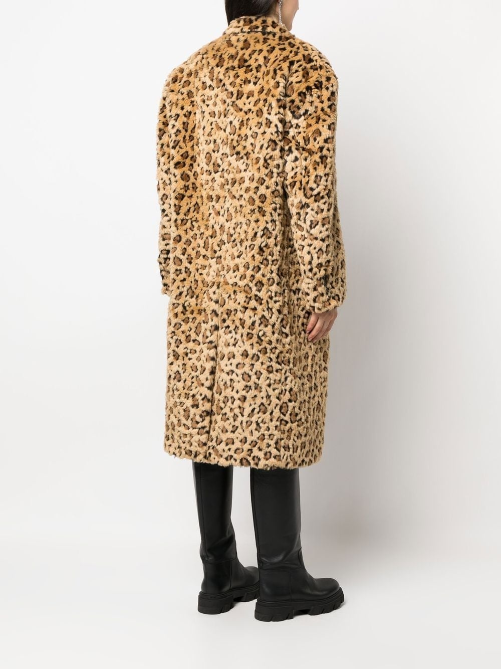 leopard print faux-fur coat - 4