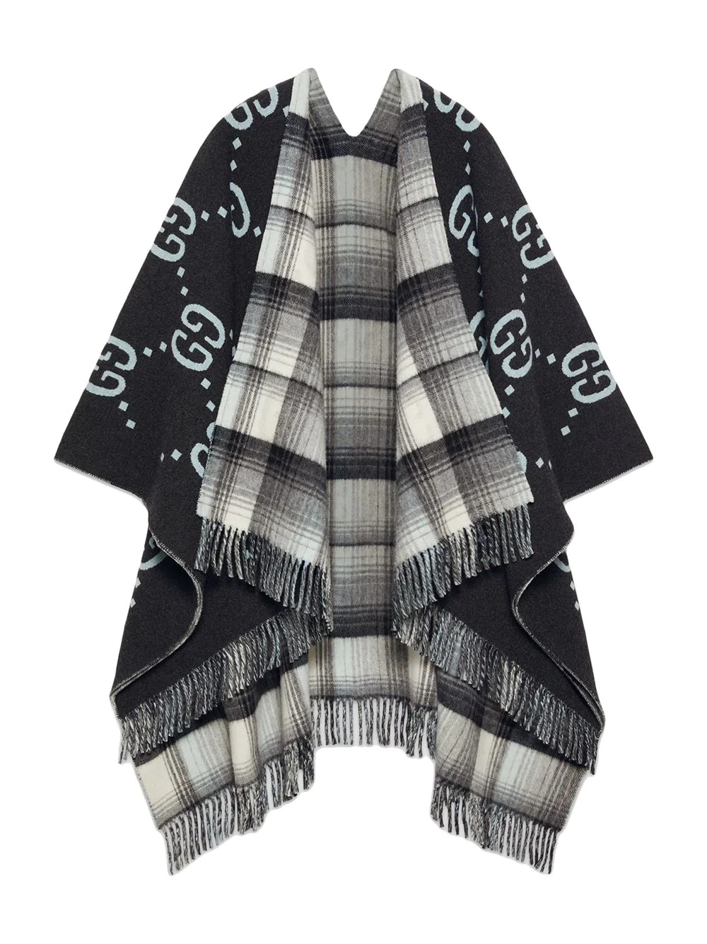 Reversible GG wool poncho - 6