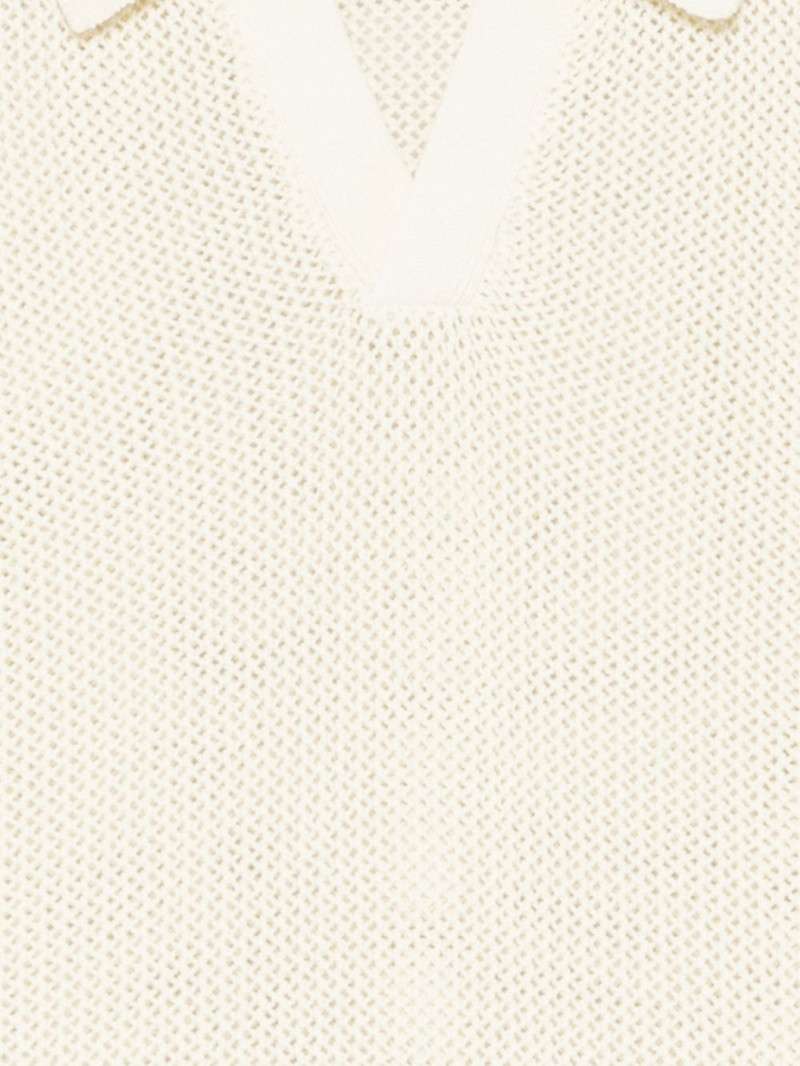 open-knit polo-collar T-shirt 3